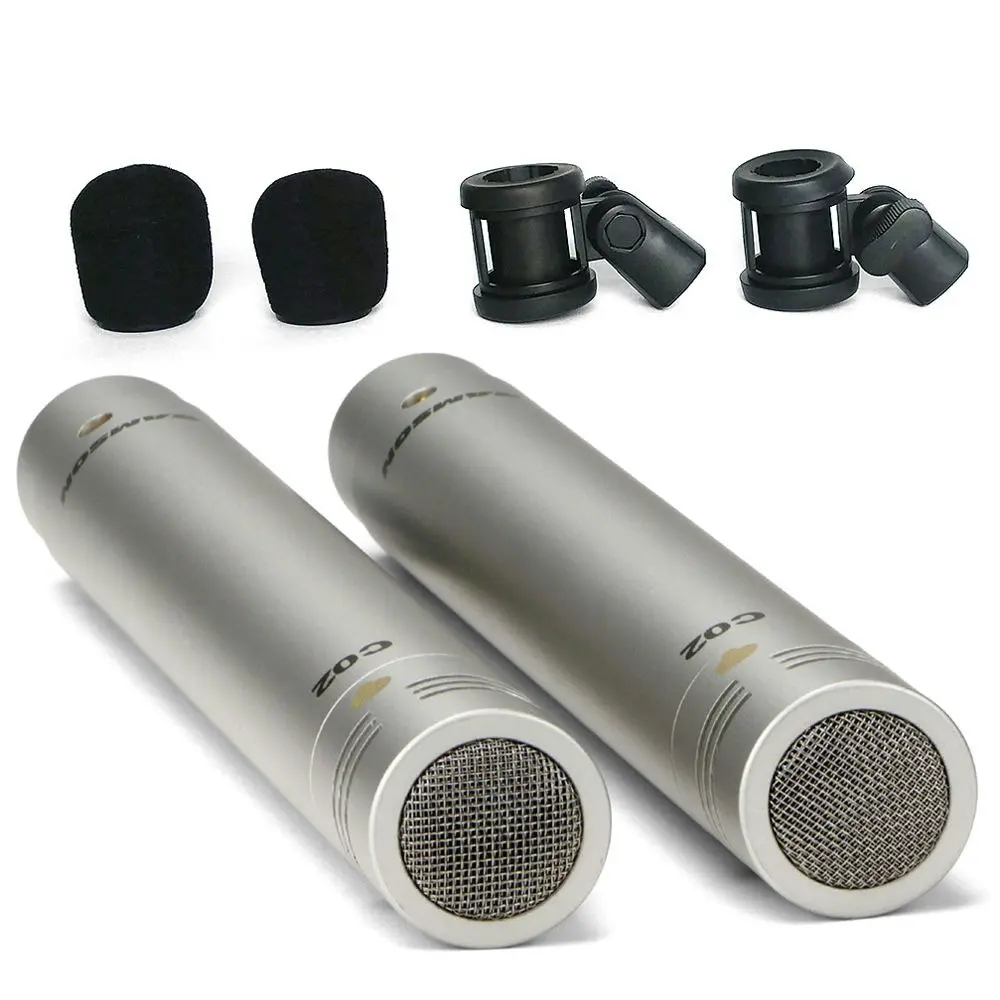 2PK Samson C02 Condenser Pencil Microphones Clip/Case Stereo Studio Recording