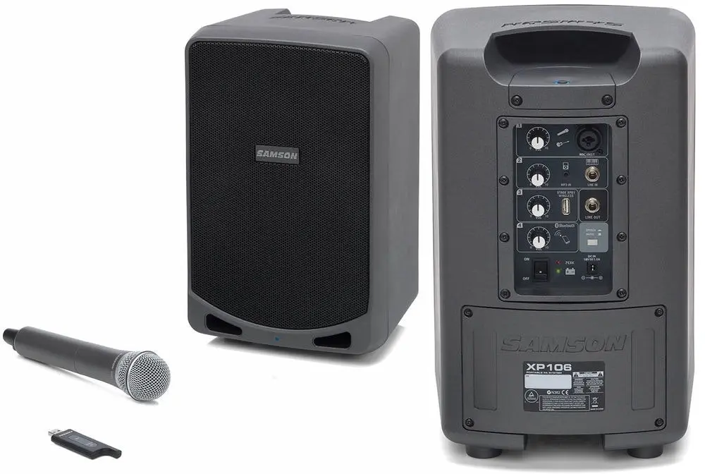 Samson Expedition XP106w PA/Amp 20hrs Bluetooth Wireless Speaker System & Mic