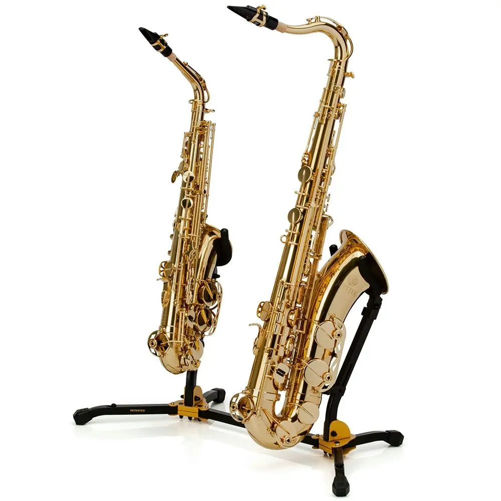 Hercules Foldable Musical Instrument Stand for Double Alto/Tenor Saxophone Black