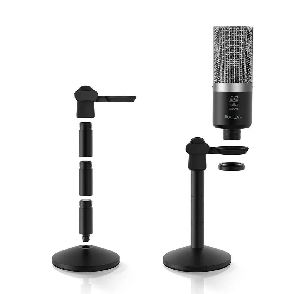 Fifine Technology USB Condenser Broadcast/Podcast Microphone w/Desk Stand Silver