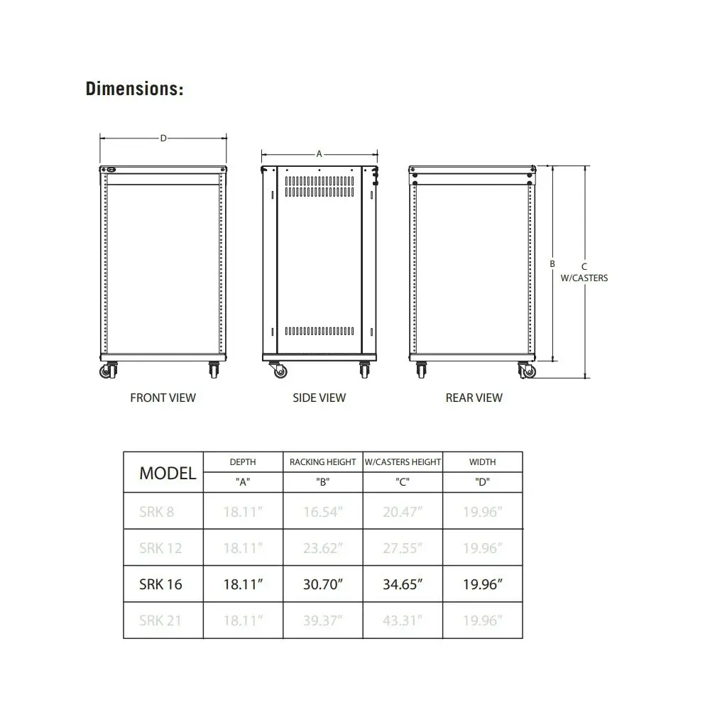 Samson 16 Unit Audio Equipment Universal Rack/Stand Holder Cabinet Organiser BLK