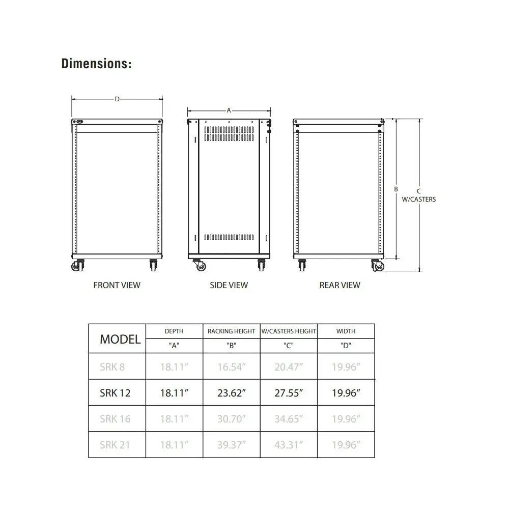 Samson 12 Unit Audio Equipment Universal Rack/Stand Holder Cabinet Organiser BLK