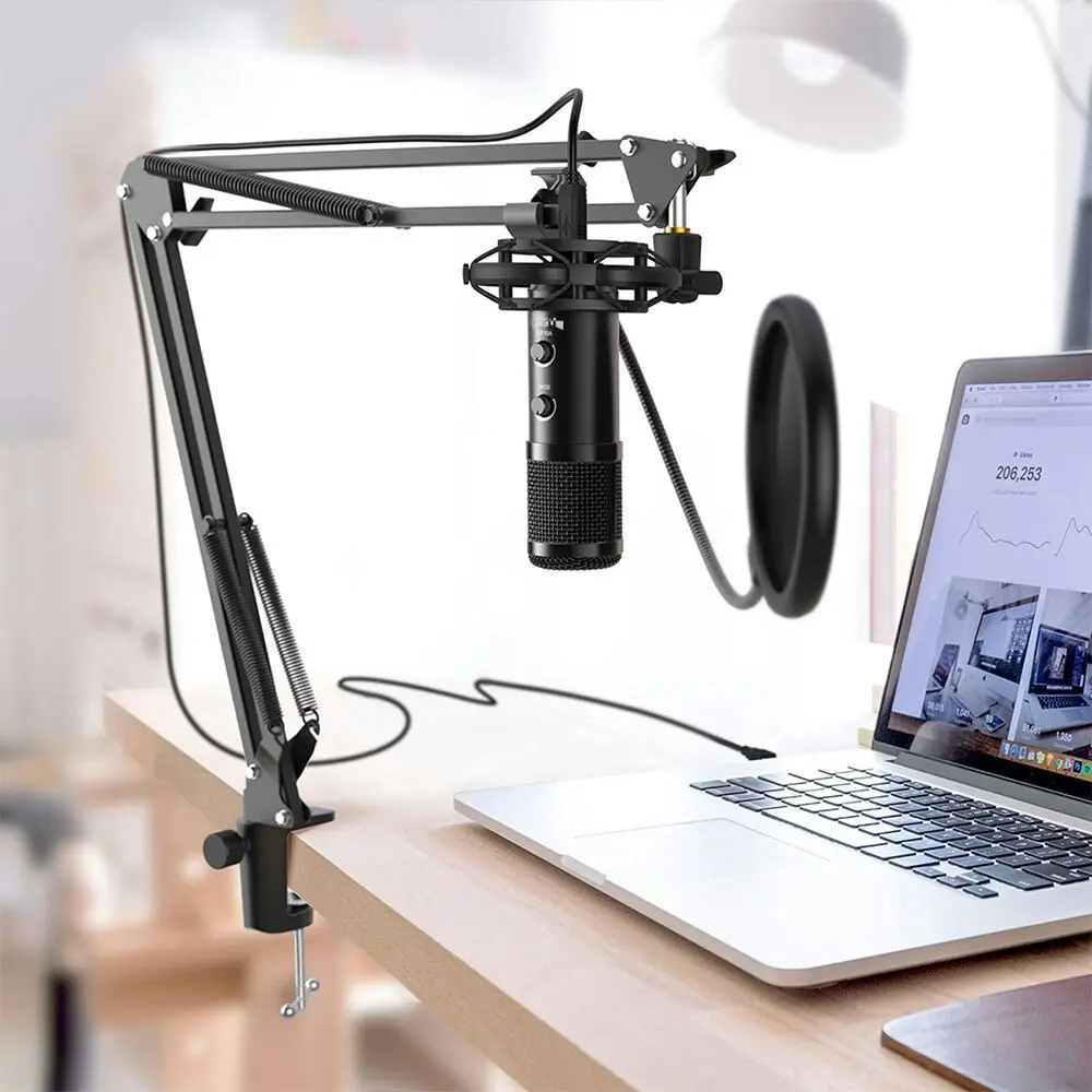 Fifine Technology USB Condenser Audio/Broadcast/Voice/Podcast Microphone w/Stand