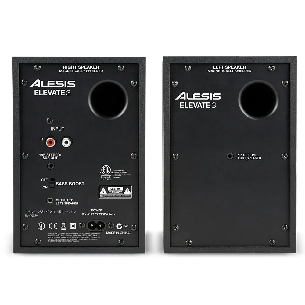 Alesis Elevate 3 MKII 20W Active Powered Desktop Studio Monitor Speakers Pair BK