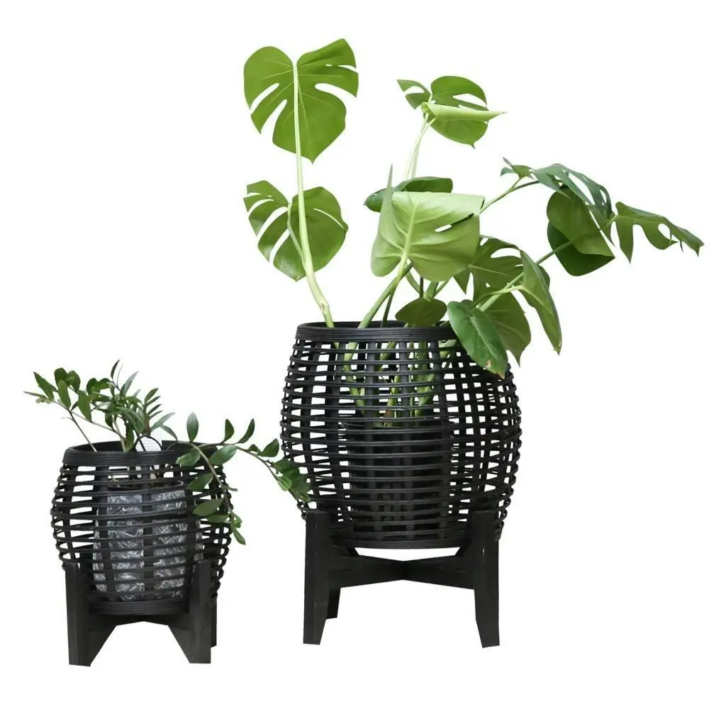 2pc J. Elliot Whittaker 51cm/36cm Planters Set Plant Container/Storage Black