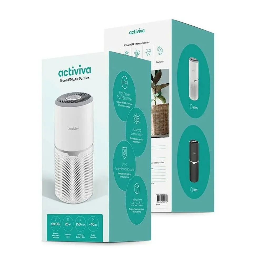 Activivia True HEPA Filter Air Purifier 25sqm Pollen/Dust/Allergens Cleaner WHT