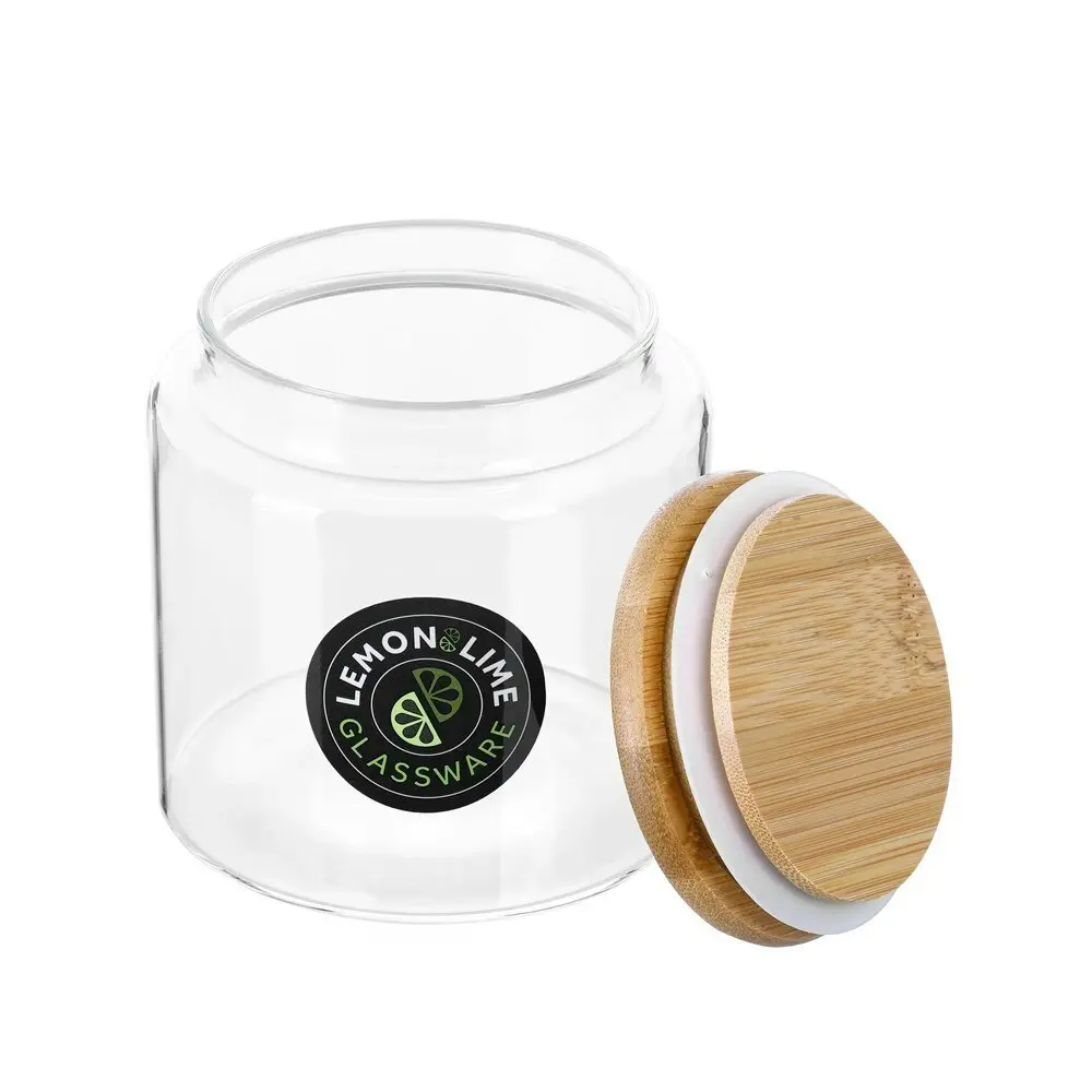 Lemon And Lime 570ml Camden Glass Jar Food/Storage Container/Canister Bamboo Lid