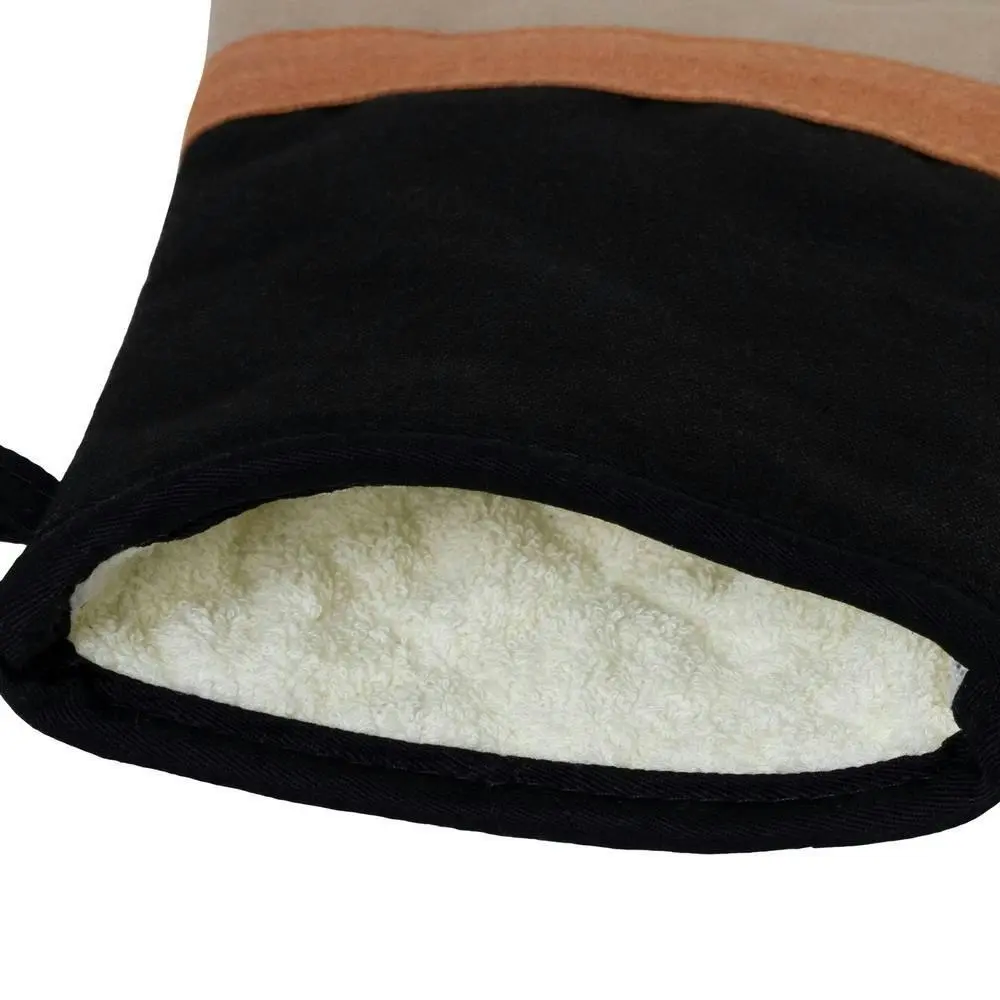 J. Elliot Selby Cotton Oven Mitts 34cm Cooking/Baking Gloves Sandstone/Black