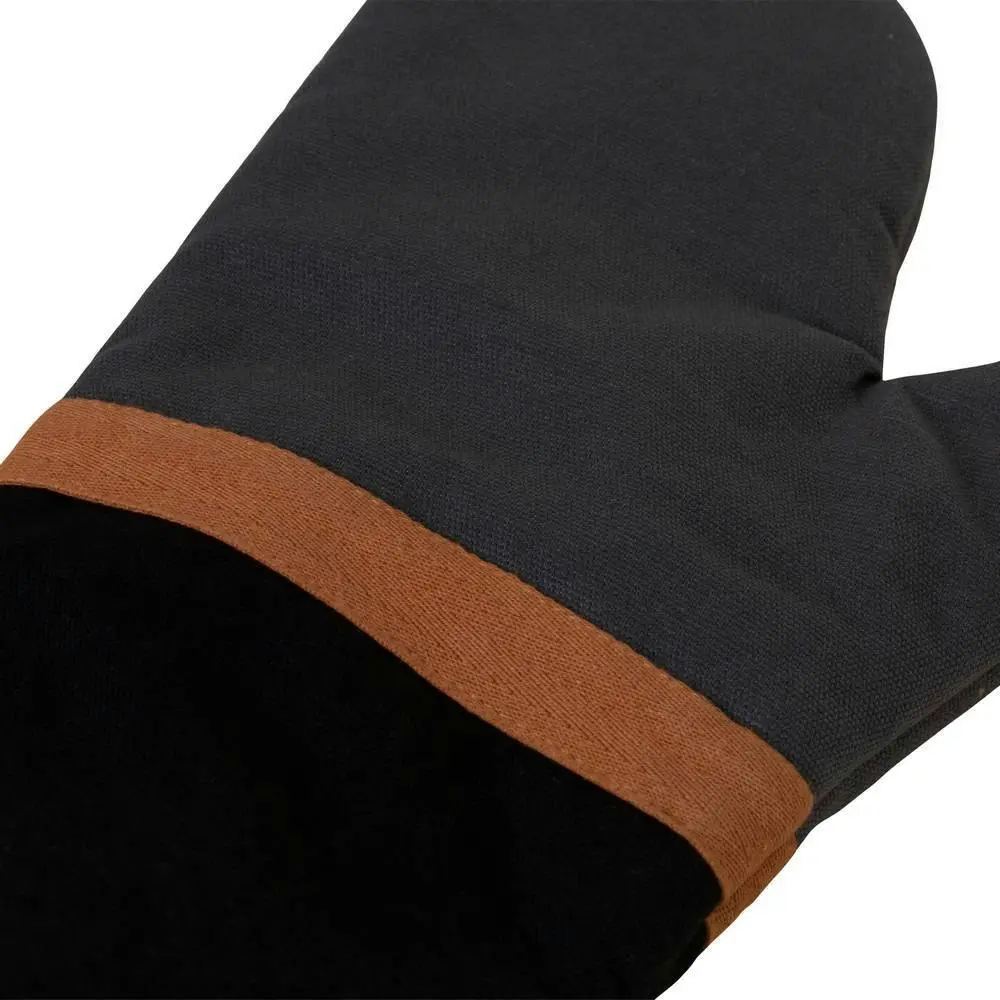 J. Elliot Selby Cotton Oven Mitts 34cm Cooking/Baking Gloves Charcoal/Black