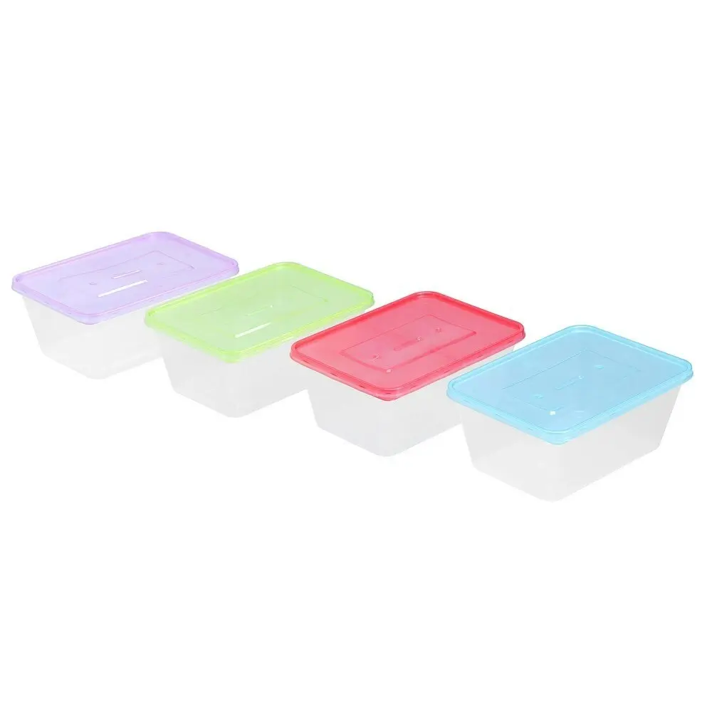 3x 20PK Lemon & Lime Rectangle 1L Reusable Food/Meal Container w/ Coloured Lids