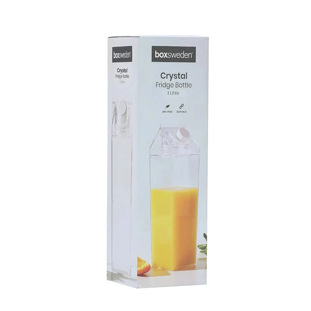 2x Boxsweden 1L Crystal Fridge Bottle Water/Juice Beverage Clear Storage w/ Lid