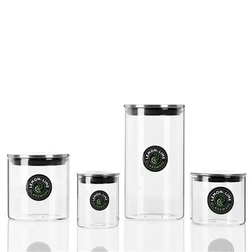 3PK Lemon & Lime Acier 200ml Glass Jar Storage Container w/ Stainless Steel Lid