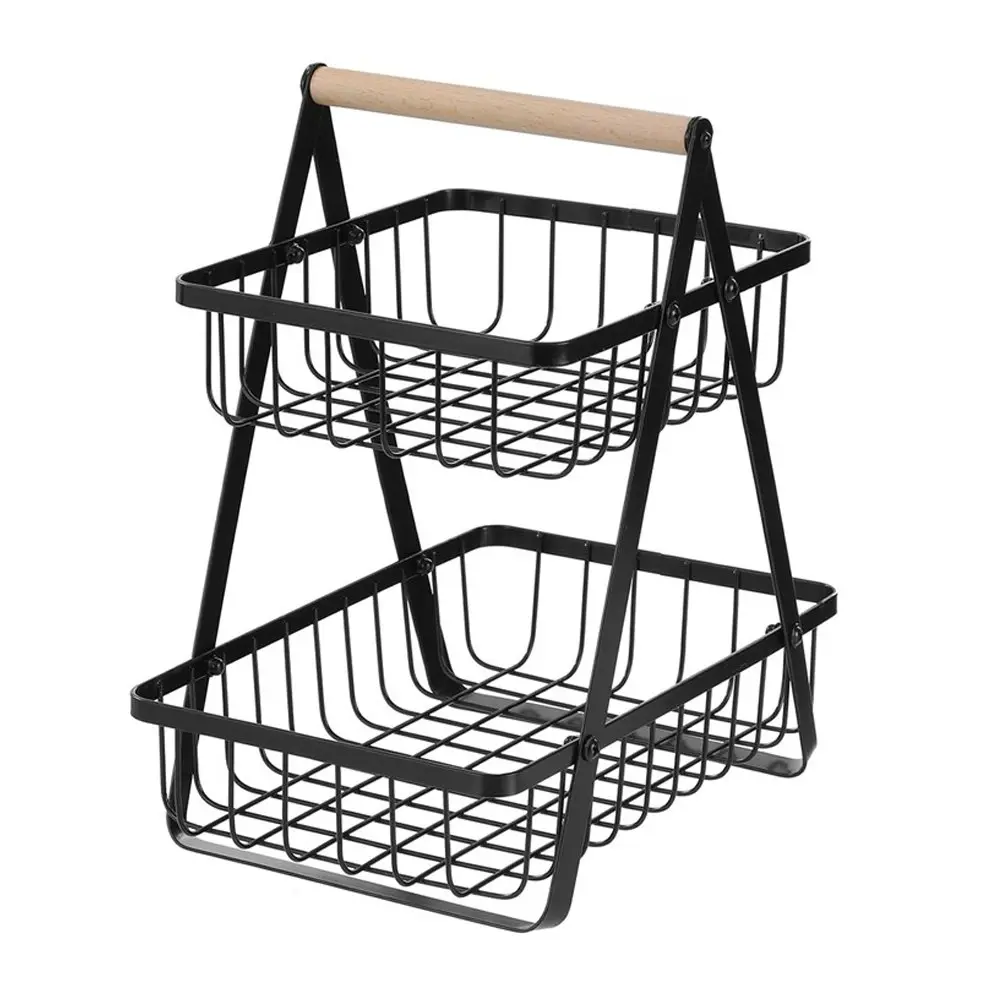 Boxsweden Black Wire 2 Tier Kitchen Bench Top Stand Storage Rack 27 x 18 x 29cm