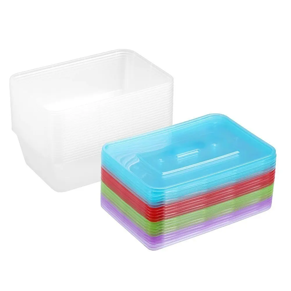 3x 20PK Lemon & Lime Rectangle 750ml Reusable Food Container w/ Coloured Lids