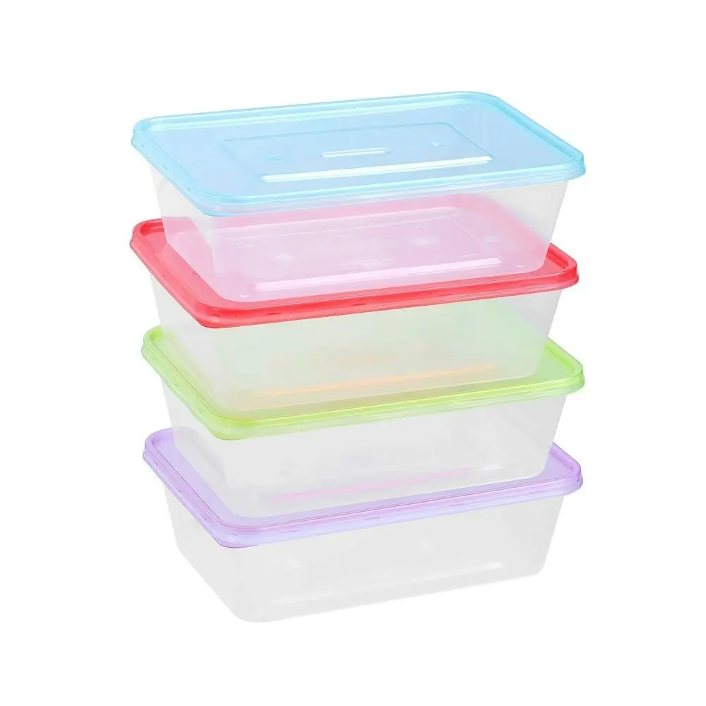 3x 20PK Lemon & Lime Rectangle 750ml Reusable Food Container w/ Coloured Lids