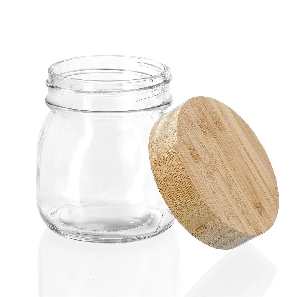 3x Lemon & Lime 300ml/9.5cm Glass Jar Storage/Food Container w/ Bamboo Lid Clear