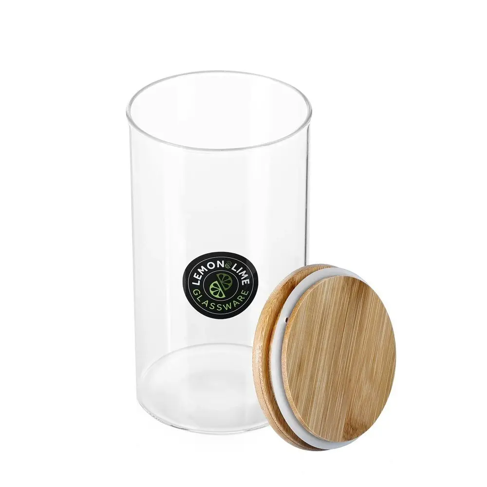 2x Lemon & Lime 1.2L Camden Glass Jar Container/Canister Storage w/ Bamboo Lid