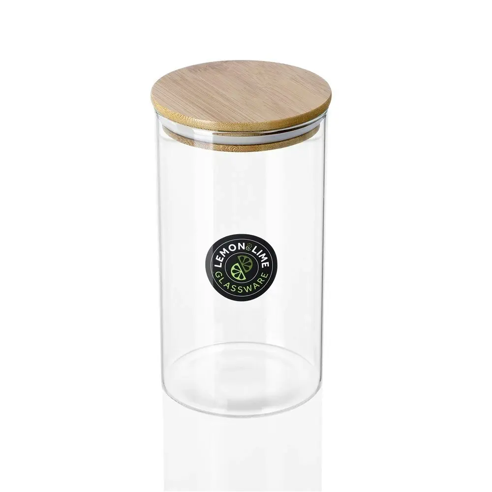 2x Lemon & Lime 1.2L Camden Glass Jar Container/Canister Storage w/ Bamboo Lid