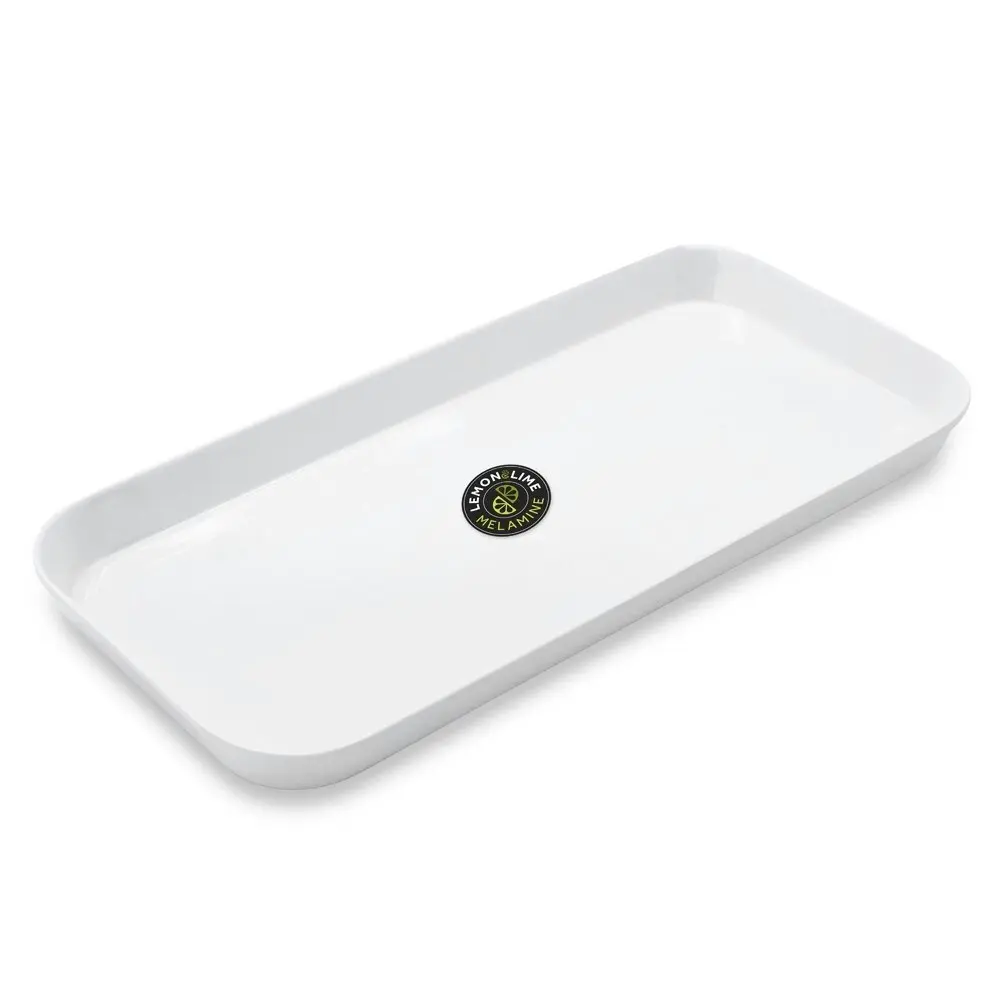 6x Lemon & Lime 28cm Rectangular Melamine Sandwich Serving Tray/Food Platter WHT