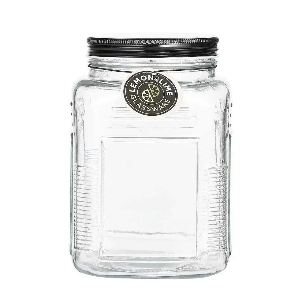 3PK Lemon & Lime Ascot Glass Jar 1.5L Kitchen Storage Canister Container Clear