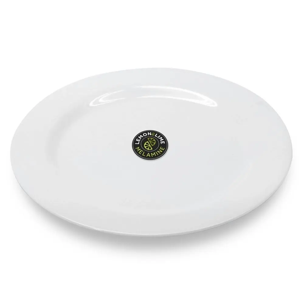 6x Lemon & Lime 27.5cm Melamine Dinner/Lunch Plate Round Dish Dinnerware White