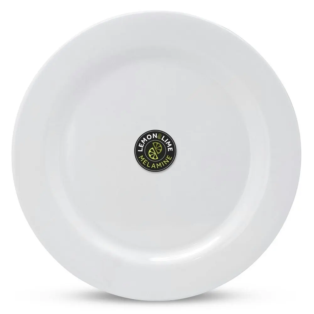 6x Lemon & Lime 27.5cm Melamine Dinner/Lunch Plate Round Dish Dinnerware White