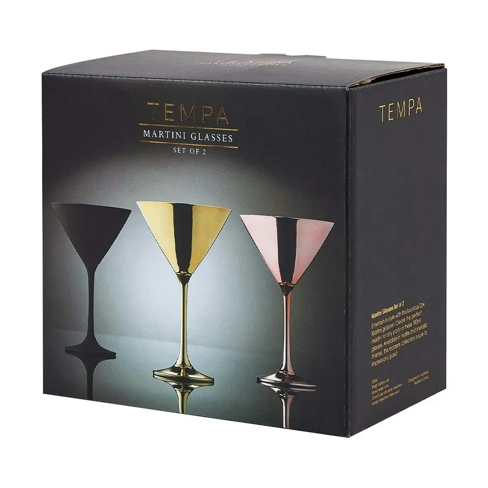 2pc Tempa Aurora 190ml Cocktail Martini Stem Glass Drinking Glassware Cup Gold