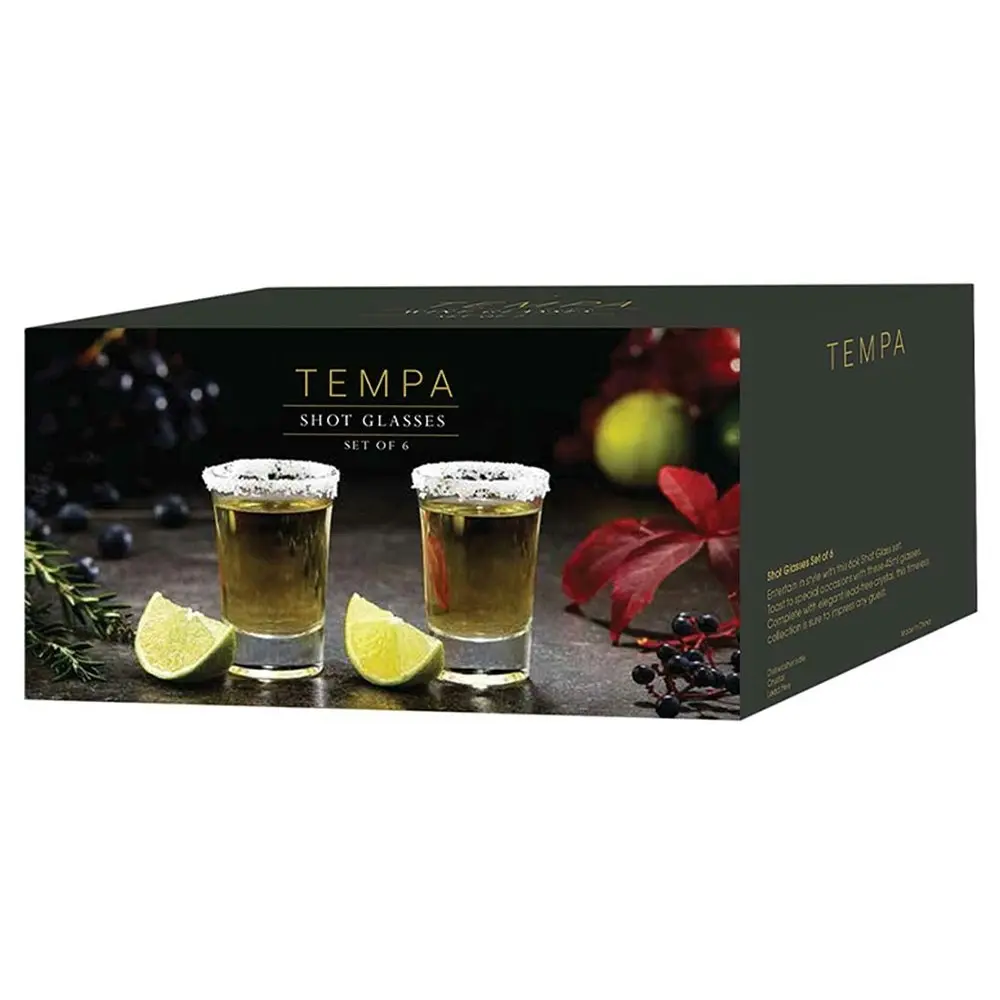 6pc Tempa Quinn 45ml Shot Glasses Drinking Set Party Liquor Drinkware Cup Clear