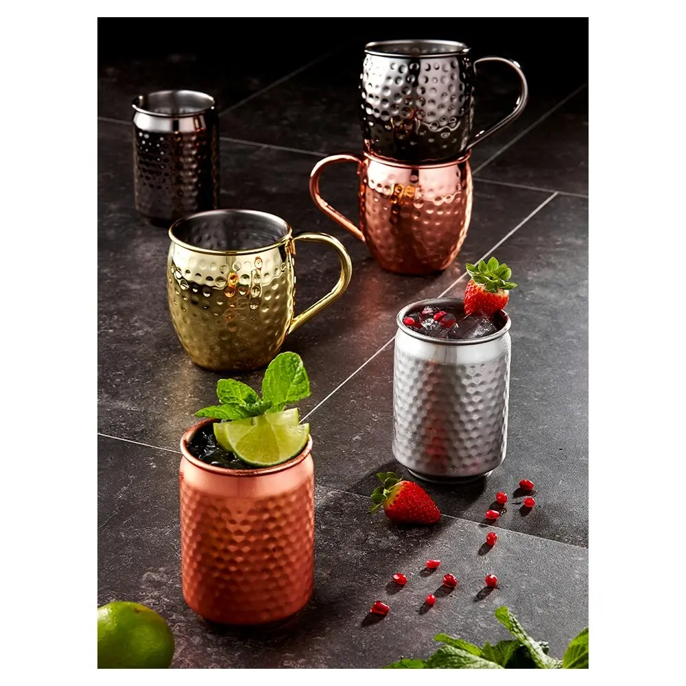 2pc Tempa Spencer Hammered 400ml Stainless Steel Tumbler Cocktail Cup Set Gold