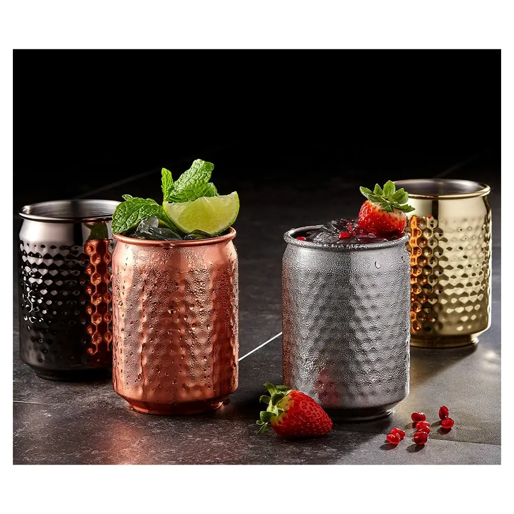 2pc Tempa Spencer Hammered 400ml Stainless Steel Tumbler Cocktail Cup Set Gold