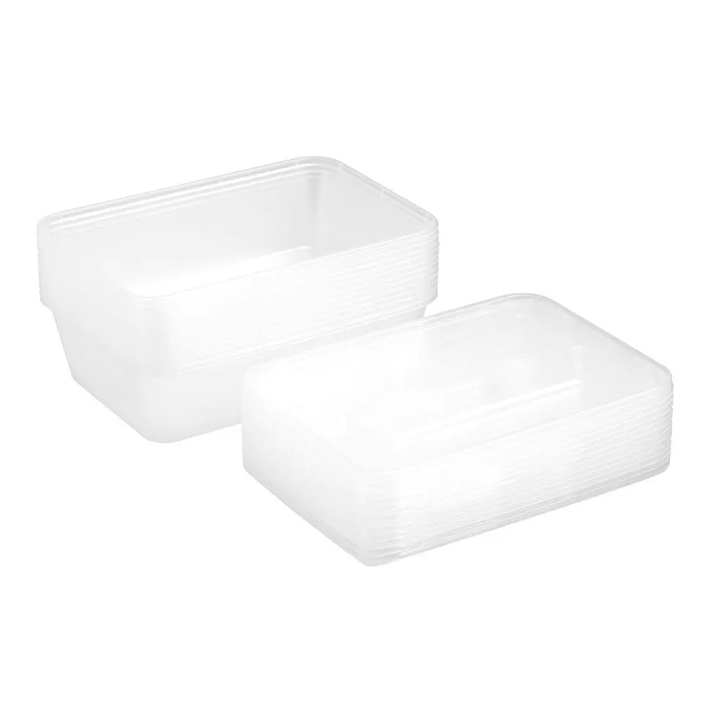 48pc Lemon & Lime Reusable Takeaway Food Storage Container Box Rectangular 650ml