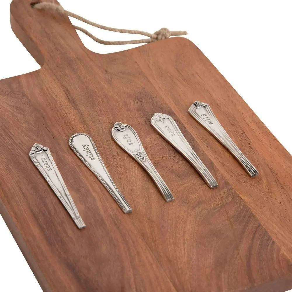 J.Elliot Ched Wood Board/5pc Brass Fork Style Cheese Marker Set 38cm Natural/SLV