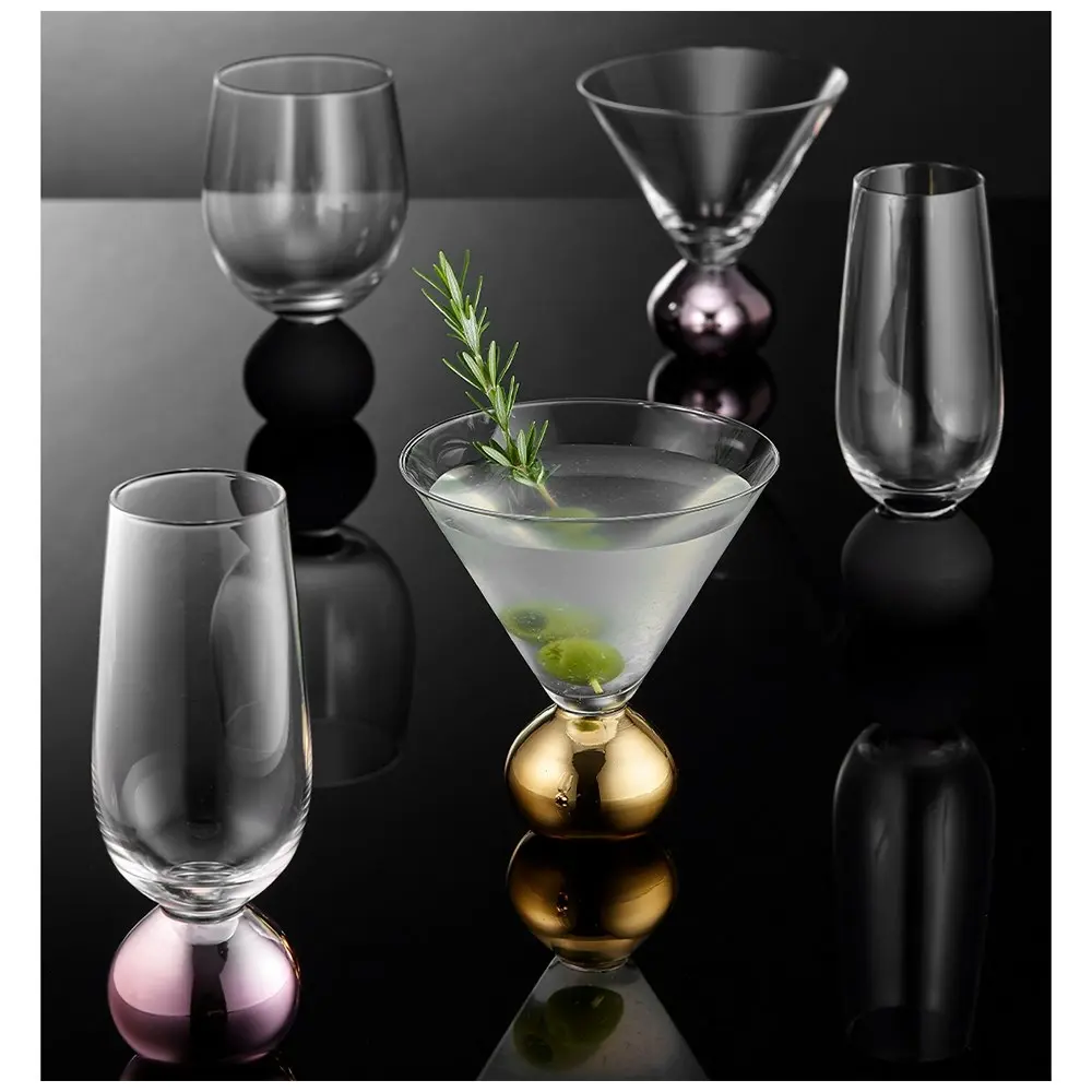 2pc Tempa Astrid 300ml Martini Glasses Cocktail/Water Drinkware Cup Matte Black