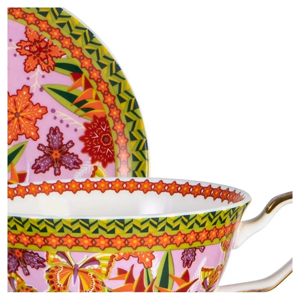 Ashdene 350ml Butterfly Heliconia XL Flower Hot Tea Cup/Saucer Drinking Mug Set