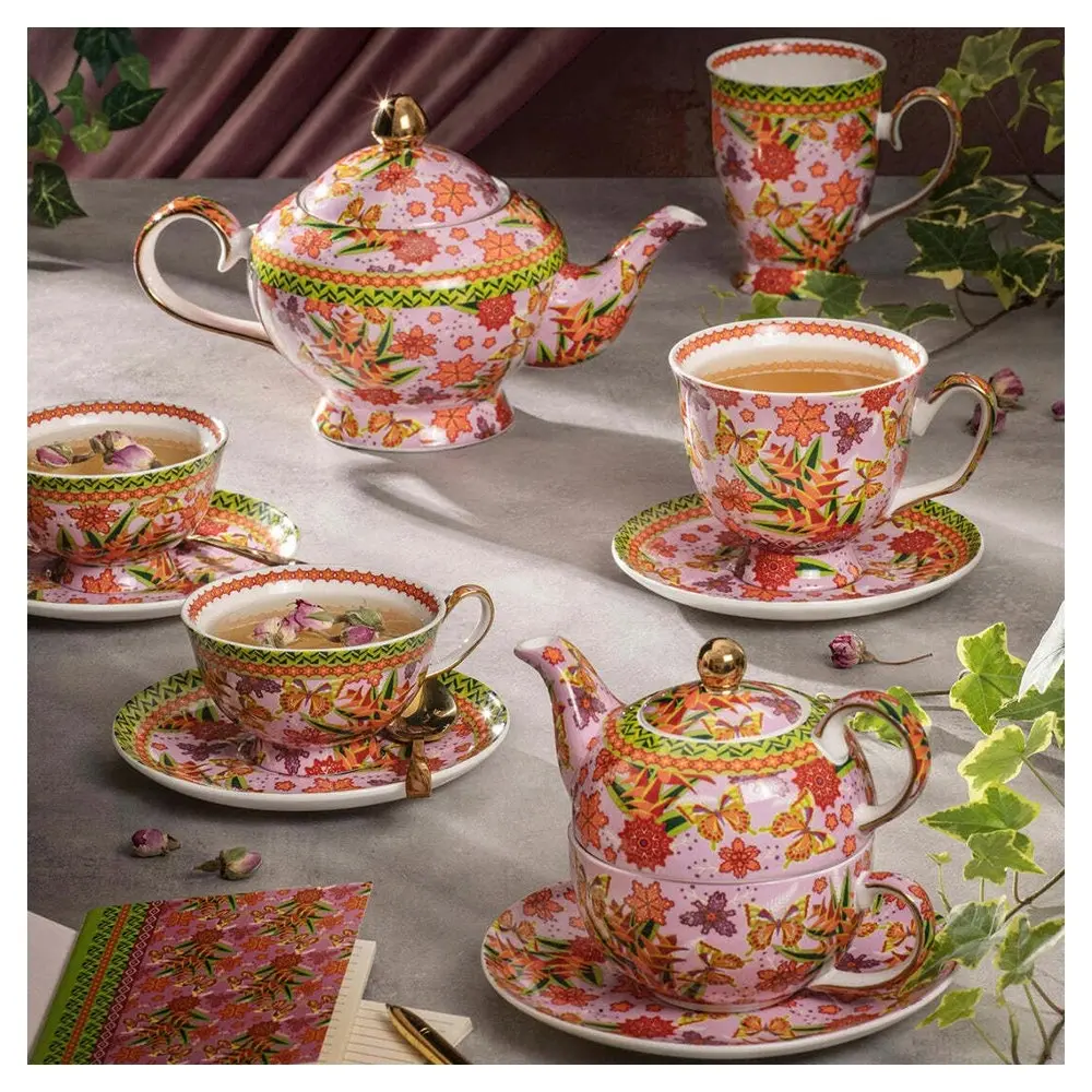 Ashdene 350ml Butterfly Heliconia XL Flower Hot Tea Cup/Saucer Drinking Mug Set