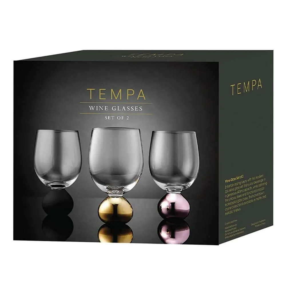 2pc Tempa Astrid 445ml Wine Glass Water/Cocktail Drinking Glassware Cup Gold