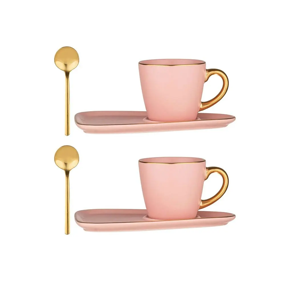 6pc Tempa Asteria 80ml Espresso Coffee Mug Cup/Plate Saucer/Teaspoon Set Pink