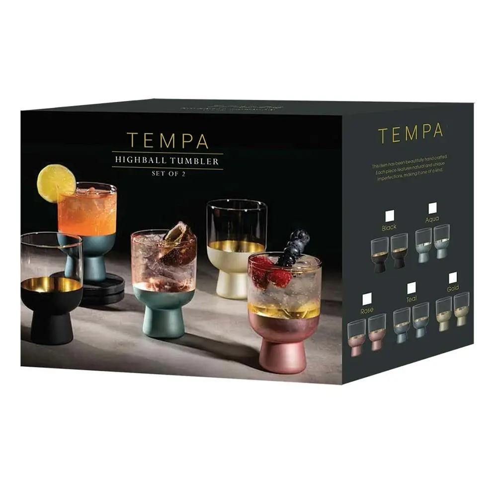 2pc Tempa Aria 340ml Highball Glass Tumbler Water/Juice Drinking Glassware Gold