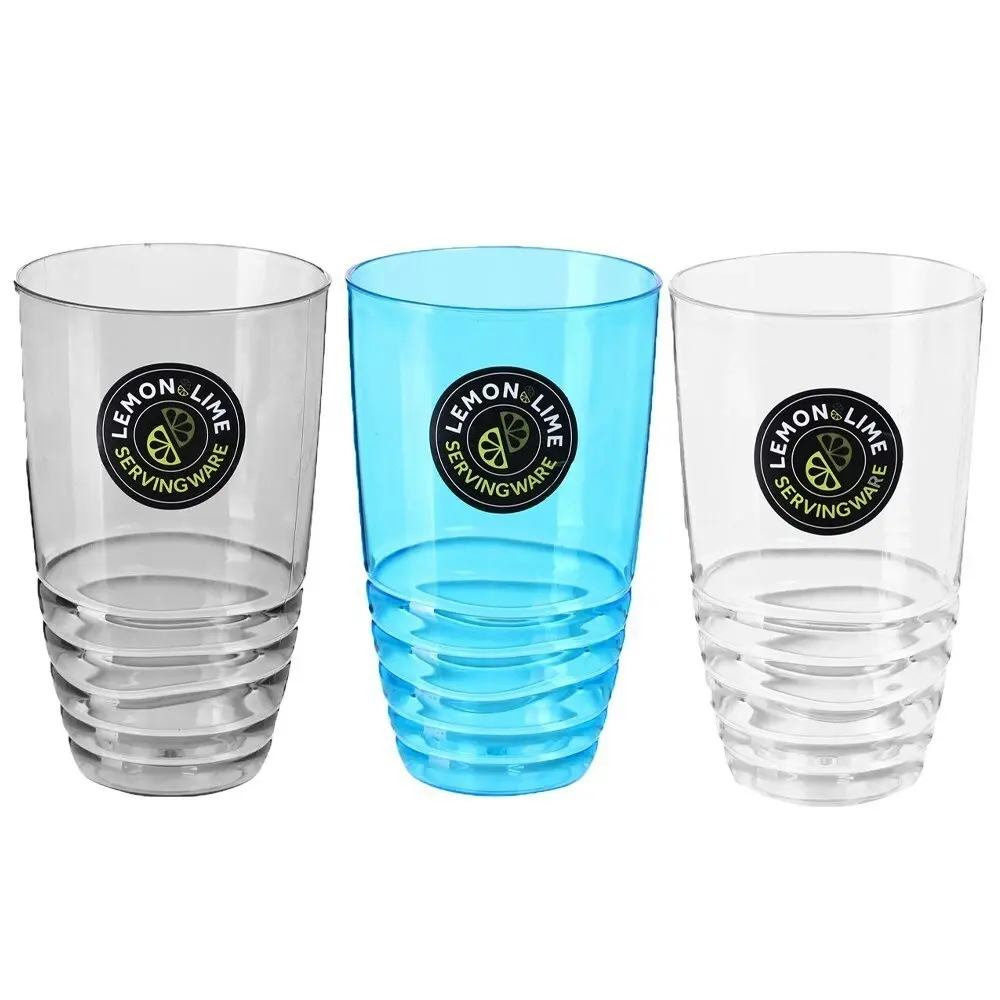 6x Lemon & Lime Wave Deco 700ml Tumbler Water/Juice Drink Party/Picnic Cup Asst