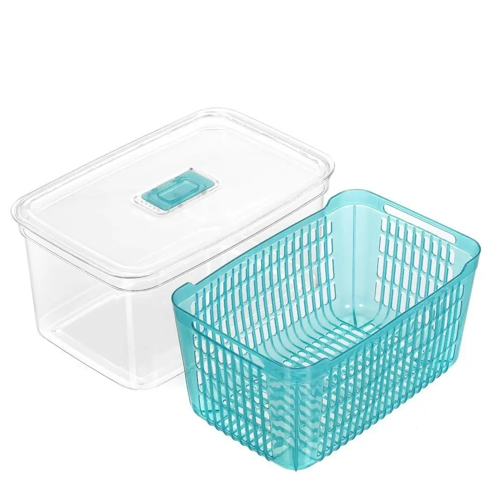 2x Boxsweden Crystal 7L Plastic Vegetable Storer Fridge Container Assorted