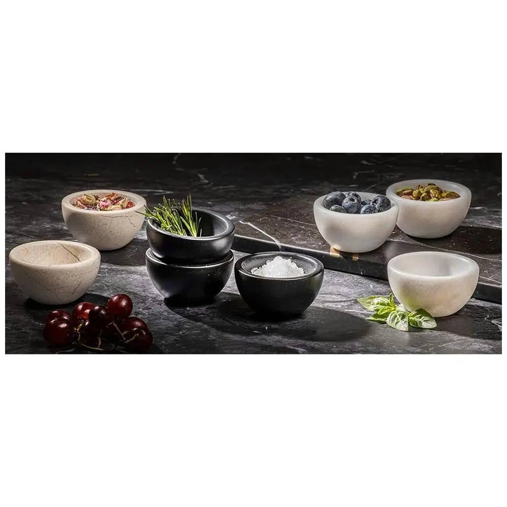 3pc Tempa Emerson 7.5cm Mini Pinch Bowl Snack/Sauce Container Set Marble Black