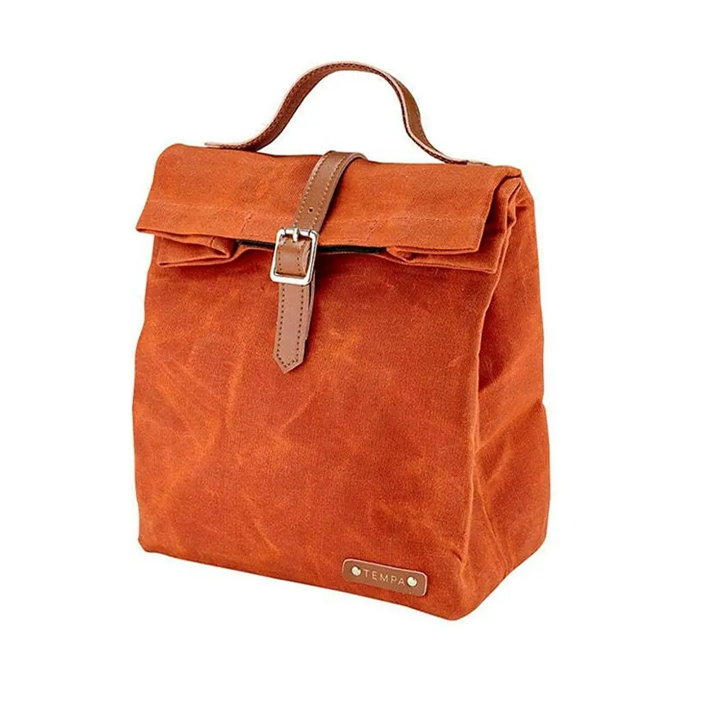 Tempa Adjustable Buckle Closure Insulated Cotton Canvas Lunch Bag Terracotta