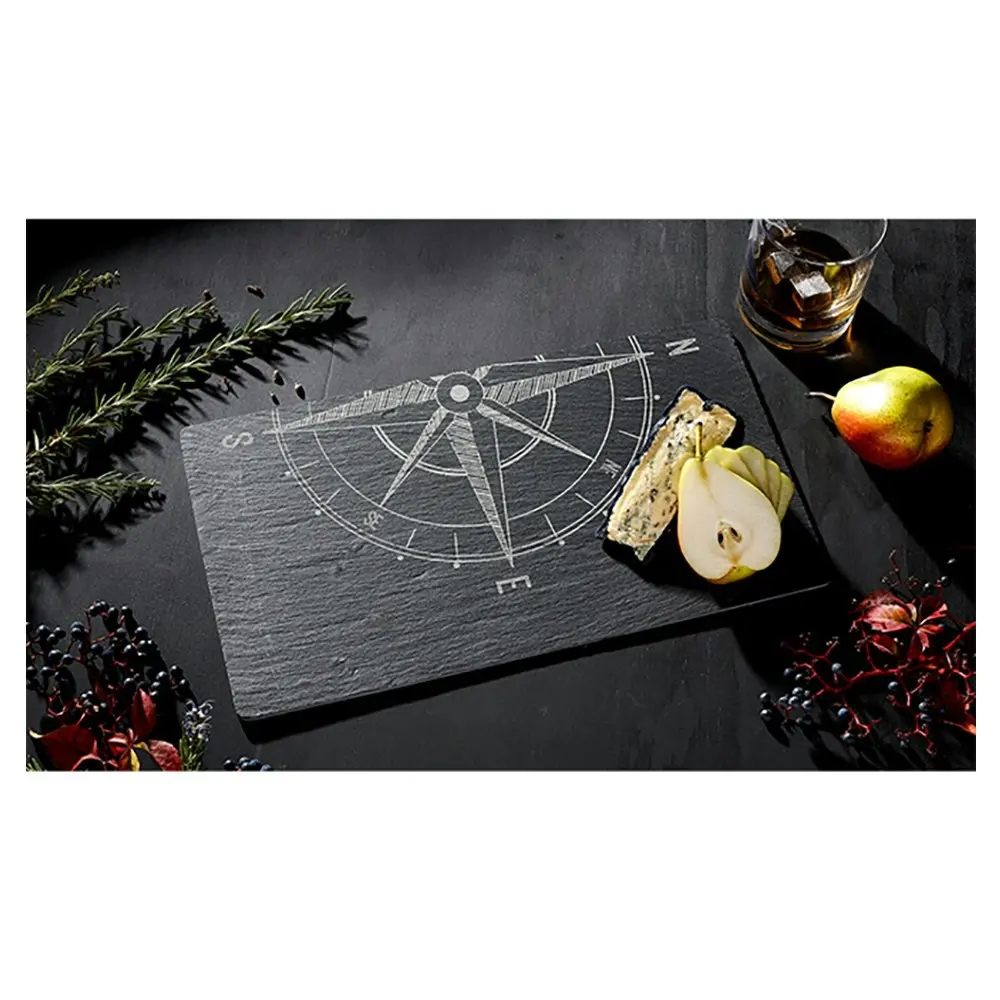 Tempa Atticus 36cm Compass Slate Kitchen Serving Rectangle Board/Plate Food Tray