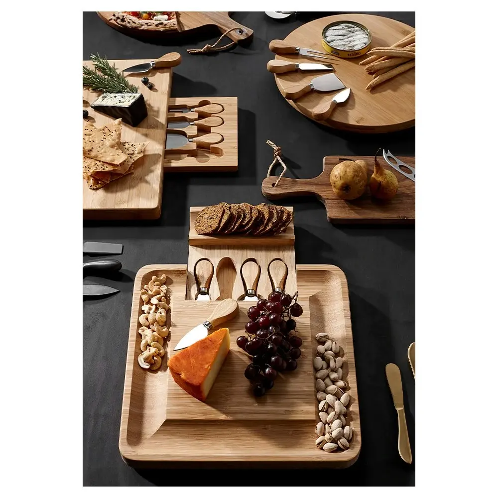 Ladelle Tempa Fromagerie Square Bamboo Serving Grazing Board/Cutlery Platter Set