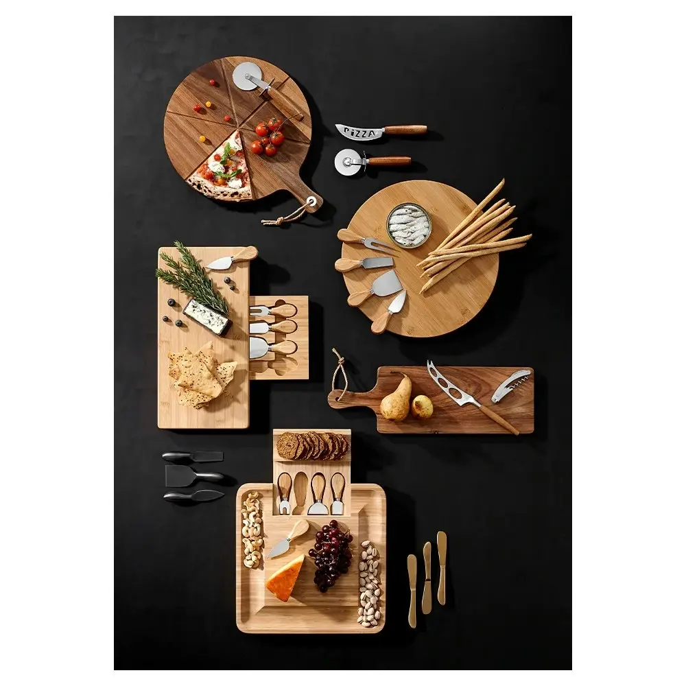 Ladelle Tempa Fromagerie Square Bamboo Serving Grazing Board/Cutlery Platter Set