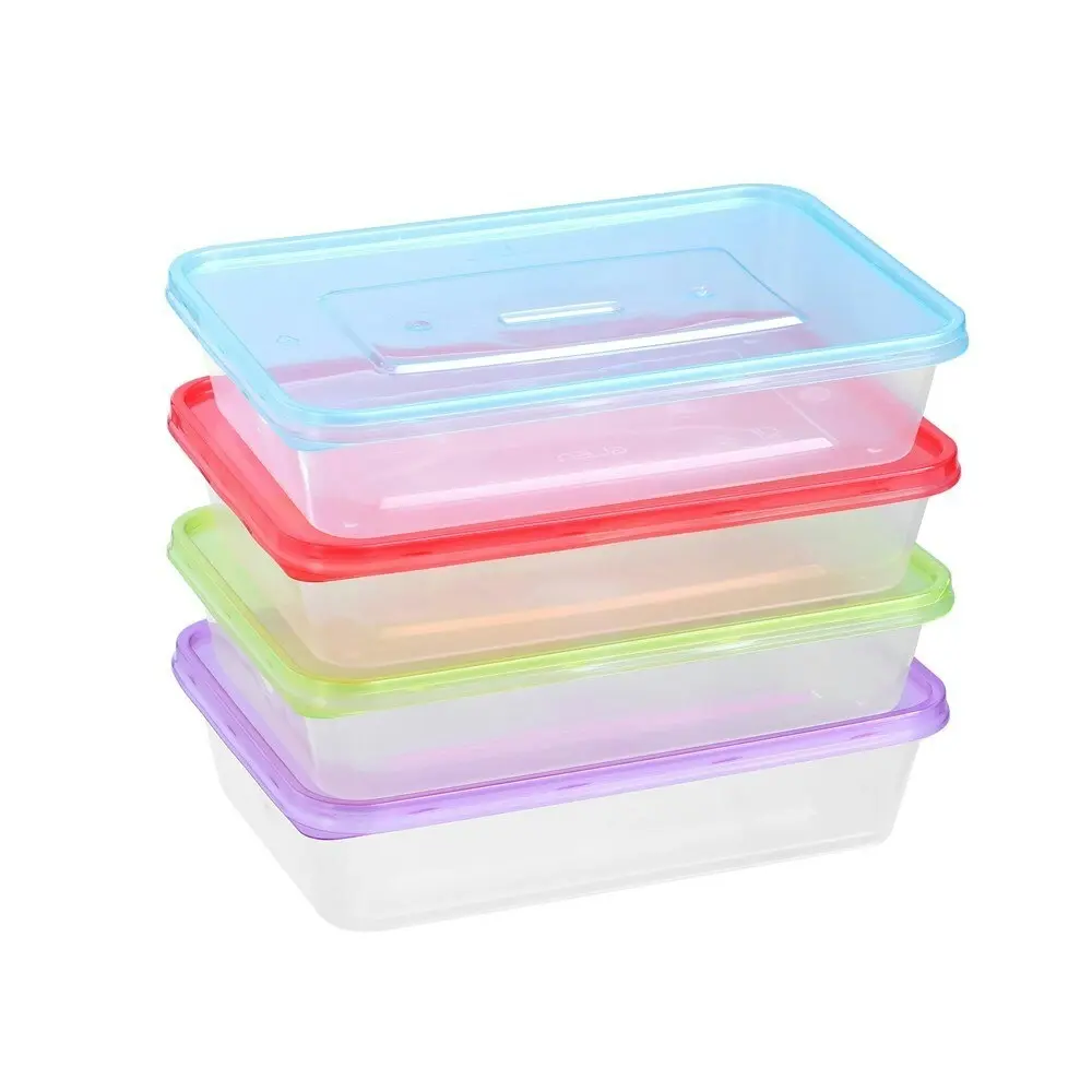 3x 20PK Lemon & Lime Rectangle 500ml Reusable Food/Container w/ Coloured Lids