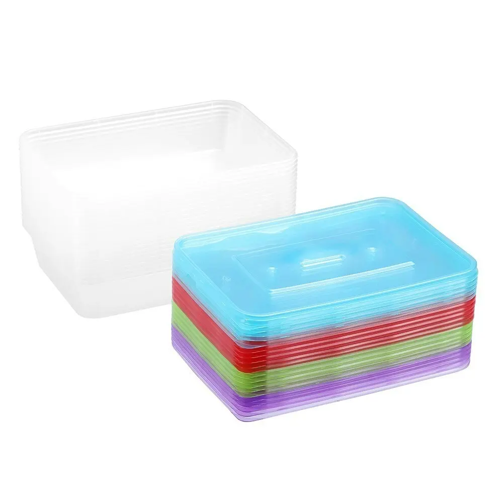 3x 20PK Lemon & Lime Rectangle 500ml Reusable Food/Container w/ Coloured Lids