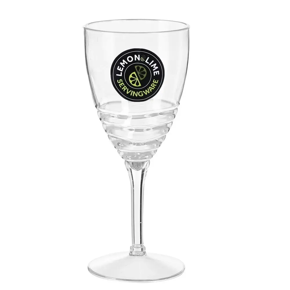 6x Lemon & Lime 400ml Wave Deco Wine Goblet/Cocktail Drinking Picnic Cup Assort