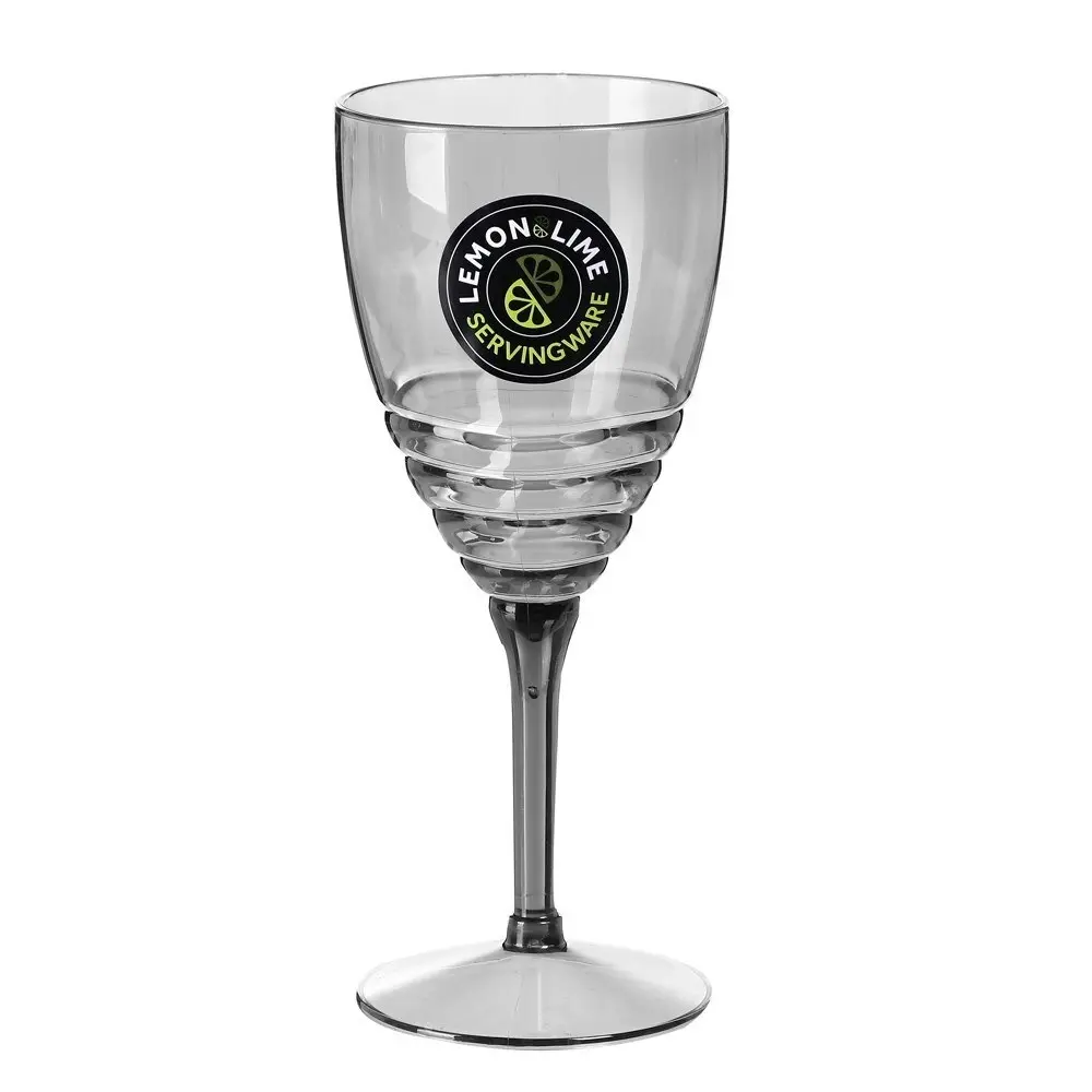 6x Lemon & Lime 400ml Wave Deco Wine Goblet/Cocktail Drinking Picnic Cup Assort