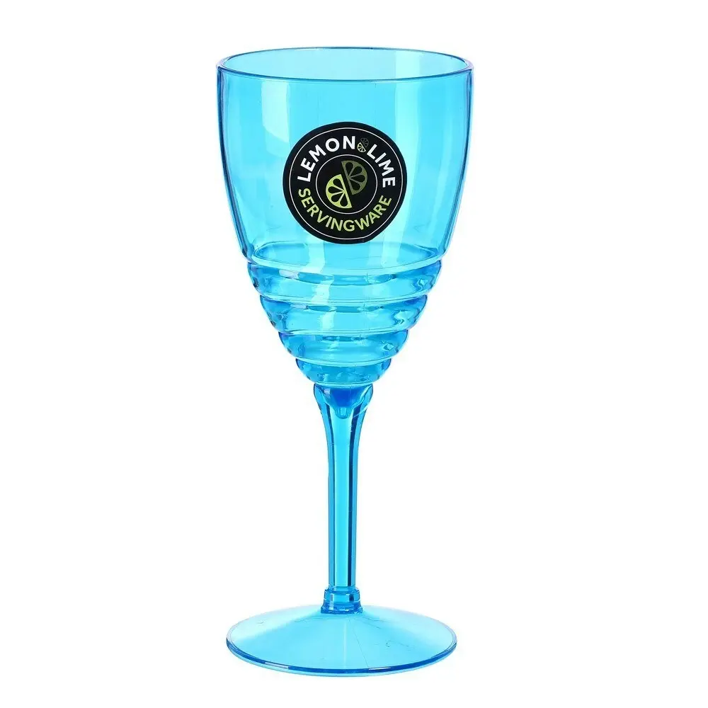 6x Lemon & Lime 400ml Wave Deco Wine Goblet/Cocktail Drinking Picnic Cup Assort